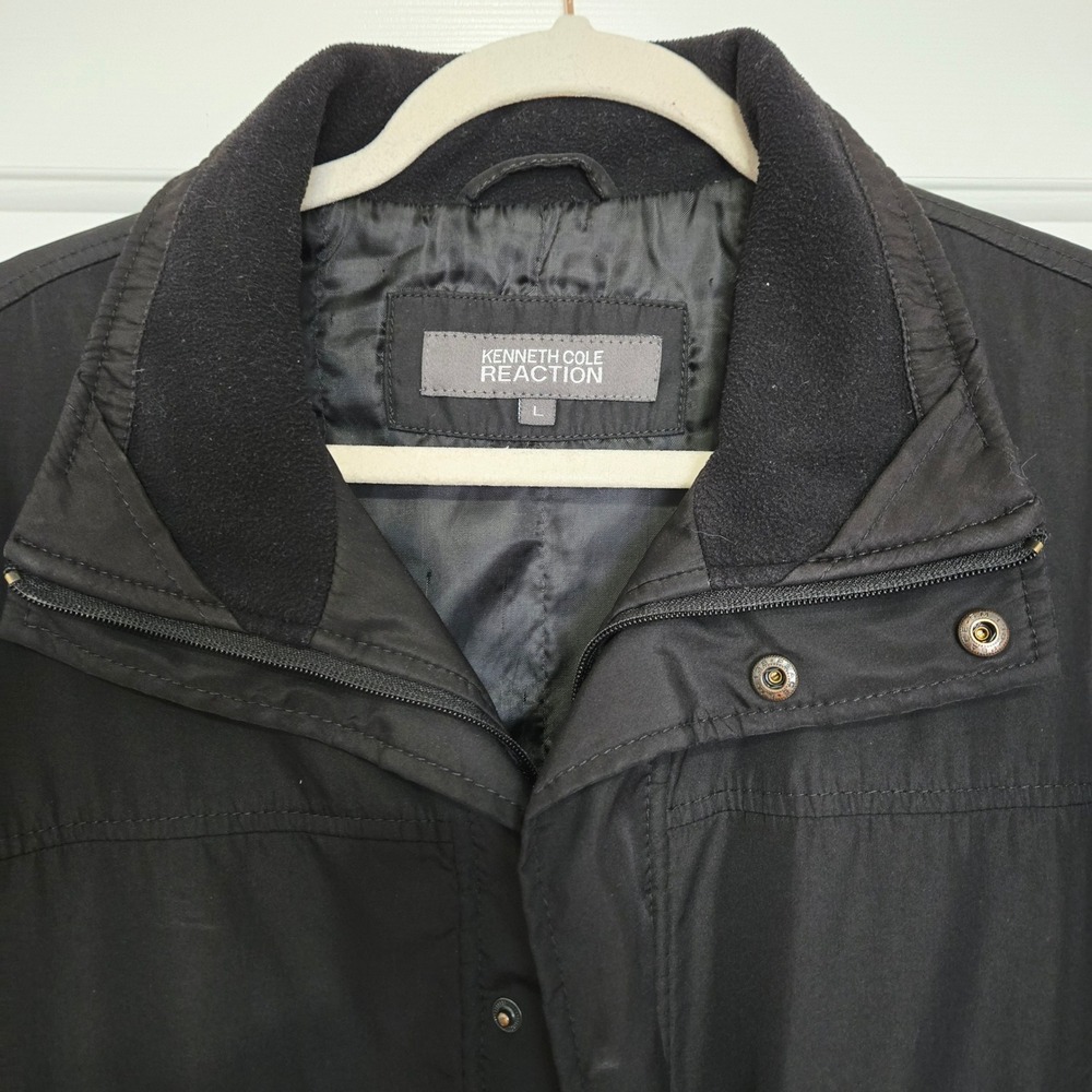 Kenneth Cole Reaction Men's Black Zipper Snap Button Full Zip Jacket Size L